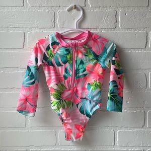 Baby Swimsuit 12 mo One Piece Bright Tropical Floral Wonder Nation